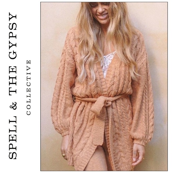 NWT Spell & The Gypsy Yellowstone Knit Cardigan In Caramel Size M/L - Picture 14 of 14